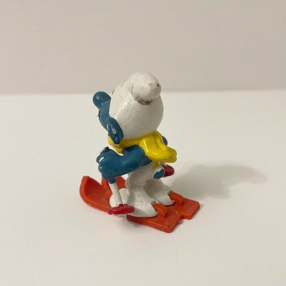 Vintage The Smurfs Skier Smurf Snow Skiing Ski Poles Toy Figurine - Picture 3 of 16